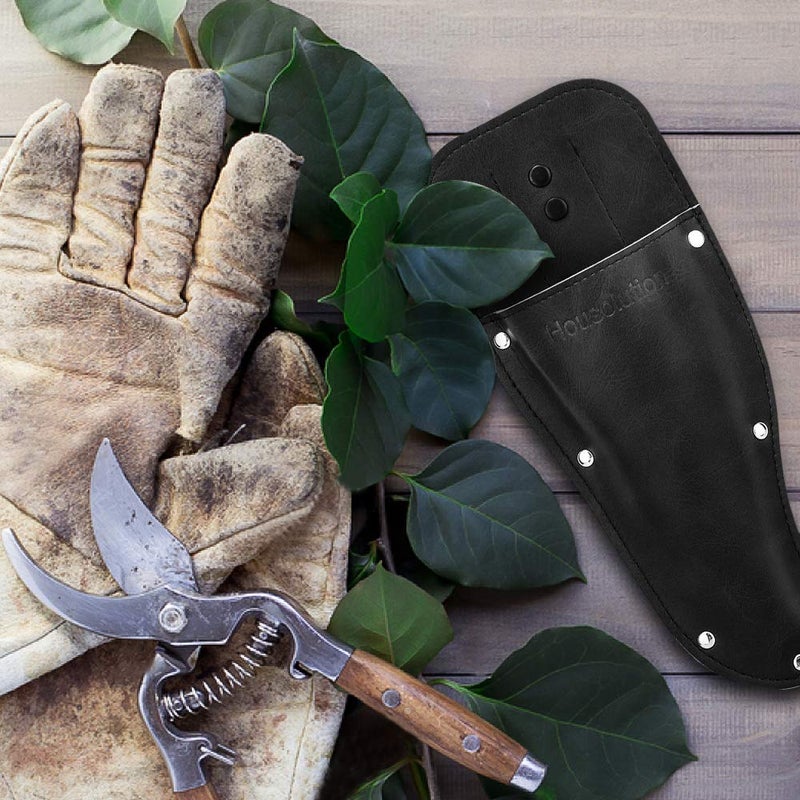 Housolution Garden Pruner Sheath, Pruner Holster, Premium PU Leather Holster Protective Case Cover Scabbard for Gardening Pruning Shears Scissor - Black - Image 5